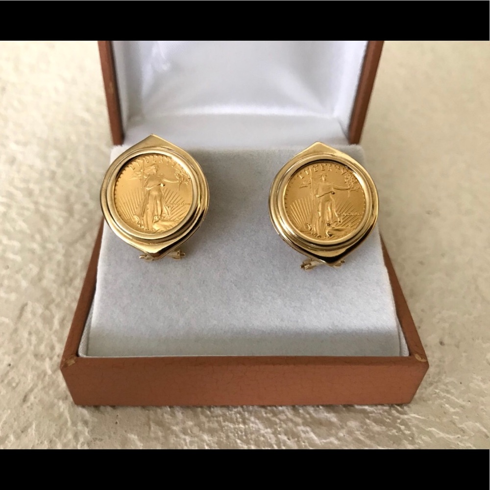 [SOLD] US Liberty Gold Coin Earrings 22k